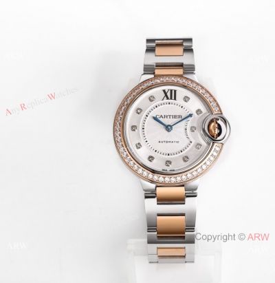 New 2024 Swiss Made Cartier new Ballon Bleu 33mm 2-T Rose Gold Diamond-set